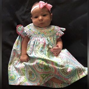 Charming Paisley Kids Dress with Ruffle Sleeves